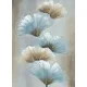 Ginkgo leveleket ábrázoló kézzel festett falikép 528a Bézs/kék 50x70 cm