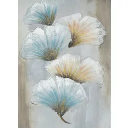   Ginkgo leveles kézzel festett falikép nappaliba 528b Bézs/kék 50x70 cm