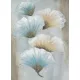 Ginkgo leveles kézzel festett falikép nappaliba 528b Bézs/kék 50x70 cm