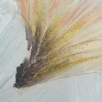 Ginkgo leveles kézzel festett falikép nappaliba 528b Bézs/kék 50x70 cm