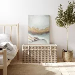 Kézzel festett absztrakt kollázs falikép 539 Világoszürke/arany 60x80 cm