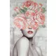 Női portrét ábrázoló kézzel festett falikép 540b Rózsaszín 80x120 cm