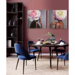 Női portré rózsával vászonra nyomtatott falikép kerettel 543b Rózsaszín 60x60 cm