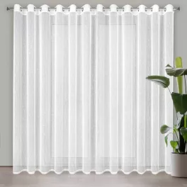   Kelly ezüstös szállal átszőtt eső hatású fényáteresztő függöny Fehér 300x250 cm