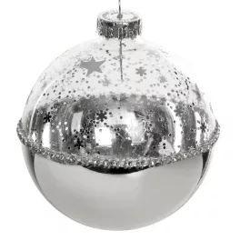Üveg karácsonyfadísz sz178b Ezüst 10 cm