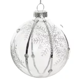 Üveg karácsonyfadísz sz181a Ezüst 8 cm
