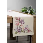 Magnólia virágmintás gobelin asztali futó Natúr 45x140 cm +/-5%