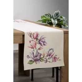   Magnólia virágmintás gobelin asztali futó Natúr 45x140 cm +/-5%