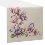 Magnólia virágmintás gobelin asztali futó Natúr 45x140 cm +/-5%