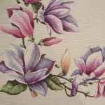 Magnólia virágmintás gobelin asztali futó Natúr 45x140 cm +/-5%
