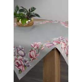   Magnólia virágmintás gobelin asztalterítő Szürke 100x100 cm +/-5%