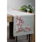 Magnólia virágmintás gobelin asztali futó Szürke 40x100 cm +/- 5%