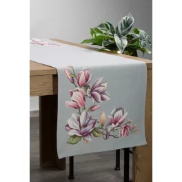   Magnólia virágmintás gobelin asztali futó Szürke 40x100 cm +/- 5%