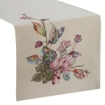 Virágmotívummal díszített gobelin asztali futó Natúr 40x100 cm +/-5%