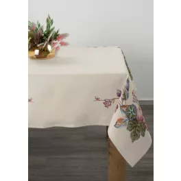   Virágmotívummal díszített gobelin asztalterítő Natúr 140x180 cm +/-5%