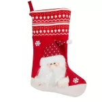 Santa mikulás csizma varrott mikulás figurával Piros 50 cm