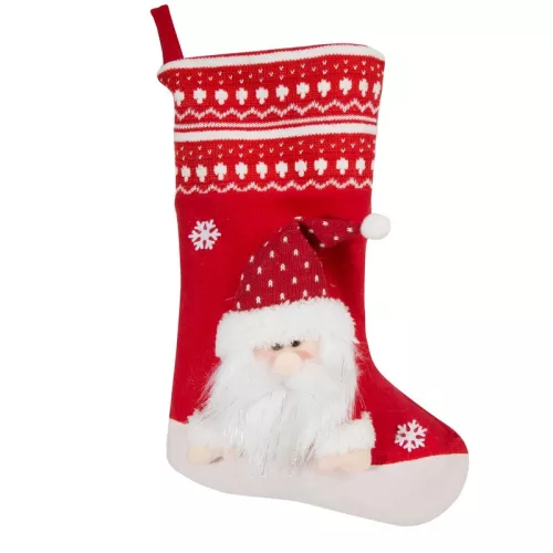 Santa mikulás csizma varrott mikulás figurával Piros 50 cm