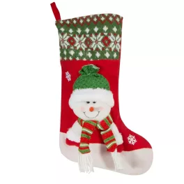   Snow4 mikulás csizma varrott hóember figurával Piros 50 cm