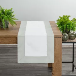   Sandi asztali futó olívazöld színű széles peremmel Natúr 40x180 cm