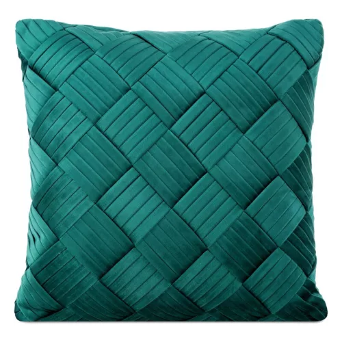 Sonia bársony párnahuzat látványos átfonással Sötét menta 45x45 cm
