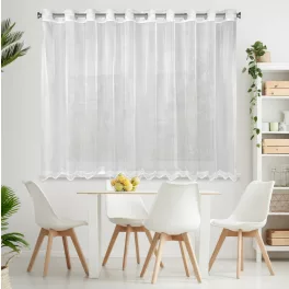   Ellie fényes mikrohálós fényáteresztő függöny hímzéssel Fehér 350x145 cm