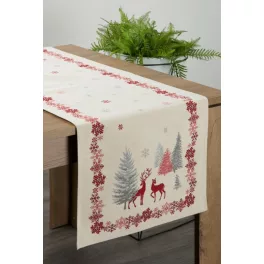   Téli hangulatú gobelin asztali futó rénszarvassal Krémszín 47x140 cm +/-5%