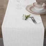 Karácsonyi asztali futó kockás jacquard anyagból ezüst szállal Ezüst 40x180 cm