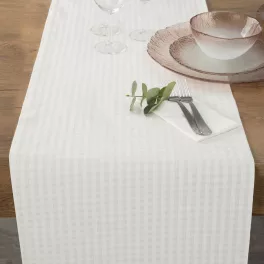   Karácsonyi asztali futó kockás jacquard anyagból arany szállal Pezsgő 40x180 cm