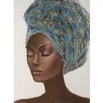 Egzotikus női portré festmény 565b Bézs/kék 60x80 cm