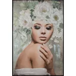 Női portrét ábrázoló kézzel festett falikép 573b Szürke 80x120 cm