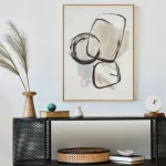 Modern absztrakt festmény kerettel 579 Bézs 60x80 cm
