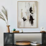 Modern absztrakt festmény kerettel 580 Bézs 60x80 cm
