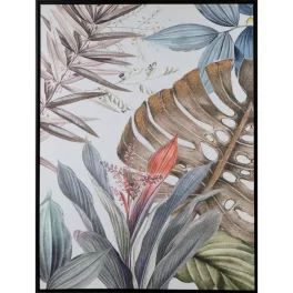   Vászonkép egzotikus levelekkel fekete keretben 589a Zöld/kék 60x80 cm