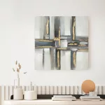 Absztrakt festmény 594 Acélszürke/arany 60x60 cm