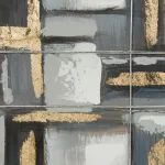 Absztrakt festmény 594 Acélszürke/arany 60x60 cm