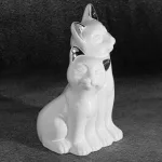 Fehér macska figura Fehér 14x12x22 cm