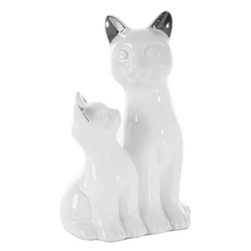 Fehér macska figura Fehér 15x11x22 cm