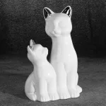 Fehér macska figura Fehér 15x11x22 cm