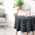 Stella kör alakú asztalterítő Fekete 150 cm