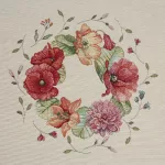 Mezei virágmintás gobelin asztalterítő Natúr 100x100 cm +/-5%