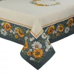 Napraforgó és margaréta mintás gobelin asztalterítő Natúr/sötétkék 140x180 cm +/- 5%