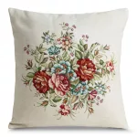 Virágmintás gobelin párnahuzat zsenília fonalból Natúr 45x45 cm +/-5%
