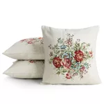 Virágmintás gobelin párnahuzat zsenília fonalból Natúr 45x45 cm +/-5%