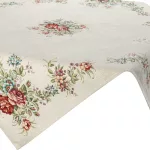 Virágmintás gobelin asztalterítő zsenília fonalból Natúr 100x100 cm +/-5%