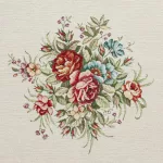 Virágmintás gobelin asztalterítő zsenília fonalból Natúr 140x180 cm +/-5%