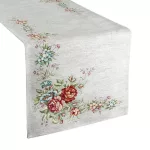 Virágmintás gobelin asztali futó zsenília fonalból Szürke 45x140 cm +/-5%