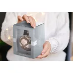 Art deco stílusú üveg gömb korona dísszel Arany 12 cm