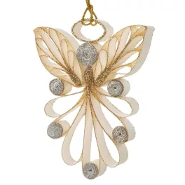   Quilling technikával készült angyal papírdísz 88 Krémszín 12x12 cm