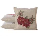 Gobelin karácsonyi párnahuzat fényes fonallal Natúr/piros 45x45 cm +/-5%
