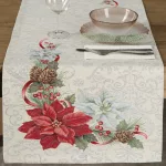 Gobelin karácsonyi asztali futó fényes fonallal Ezüst 40x100 cm +/-5%
